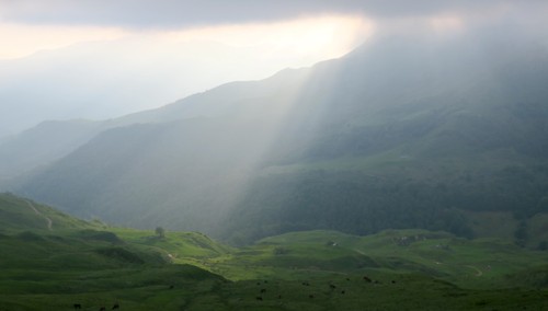 Sun rays breaking through the clouds