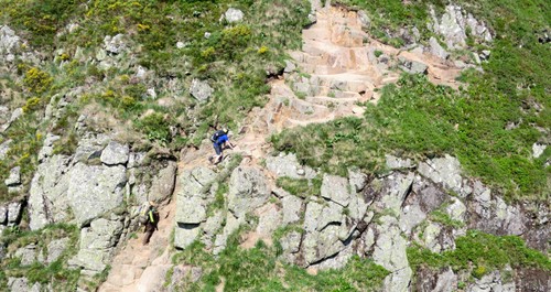 Climbing with our backpacks