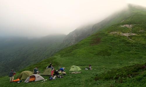 Setting up camp in the clouds