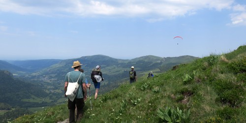 Watching paragliders on our ascent
