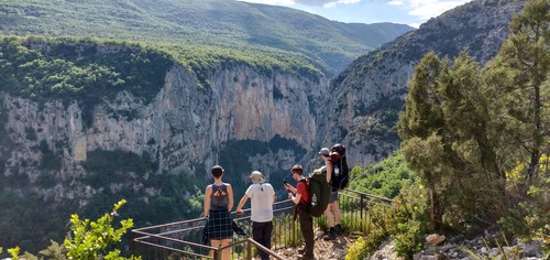 Enjoying the views from a viewpoint close to Chalet de la Maline