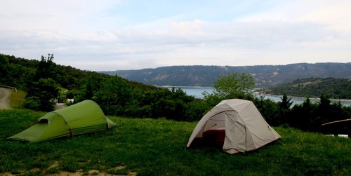 Camping with lake views