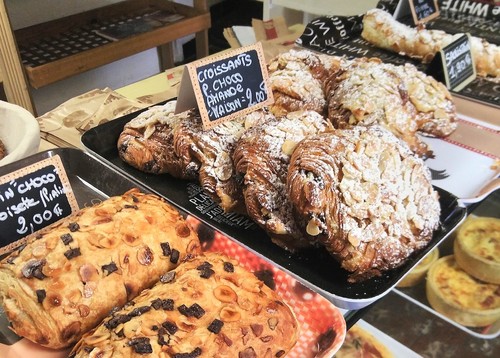 Enjoying pastries in a boulangerie in La Bastide