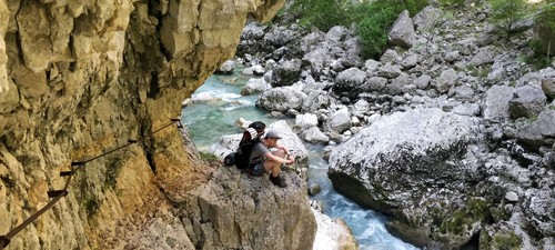 Relaxing after a climbing section