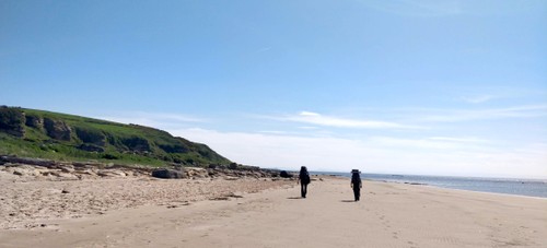 Walking on sand beach