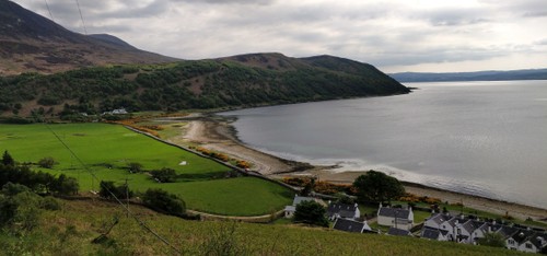 View back onto Catacol from the postman's path