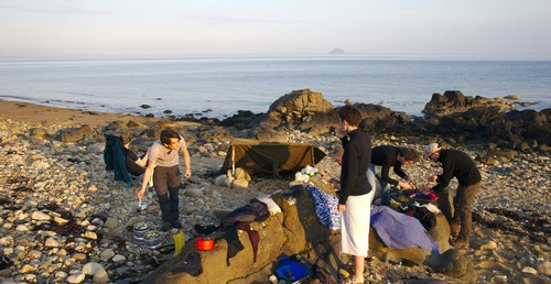 Preparing dinner at the beach (more sneaky Ailsa Craig in the back)