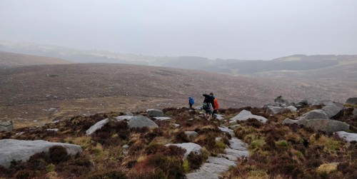 Walking down the slippery slabs towards Sannox