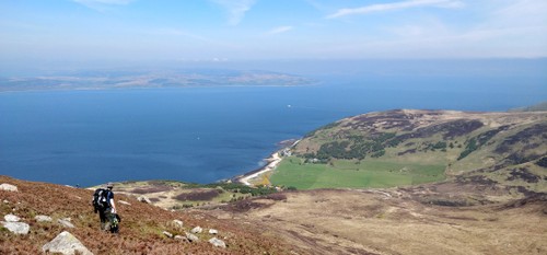 Starting the long descent down into Catacol Bay