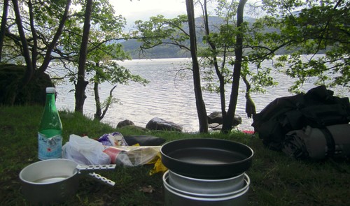 Enjoying a hearty lunch at the shore of Loch Lomond